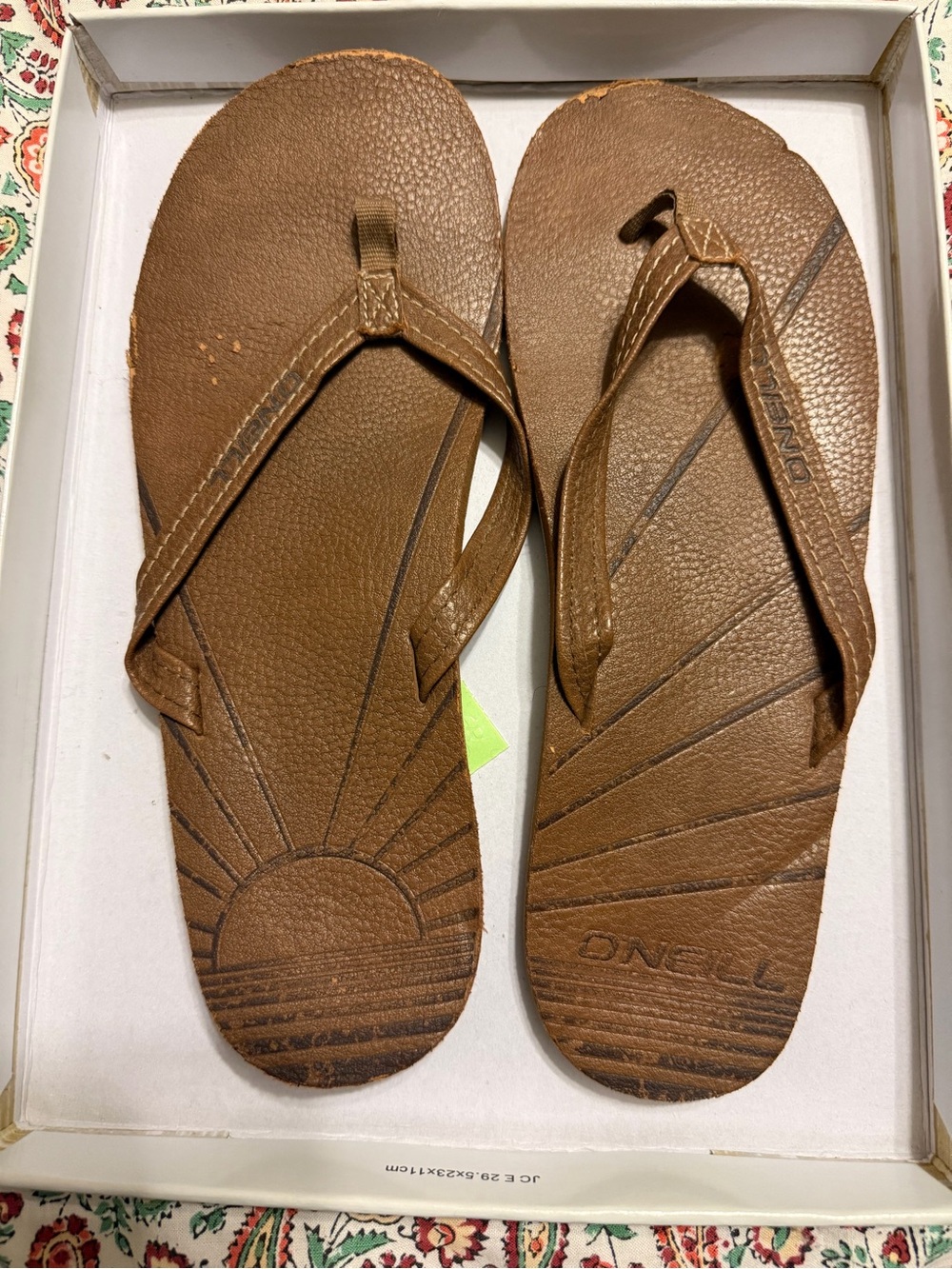 O'Neill Brown Leather-Look Thong Sandals
